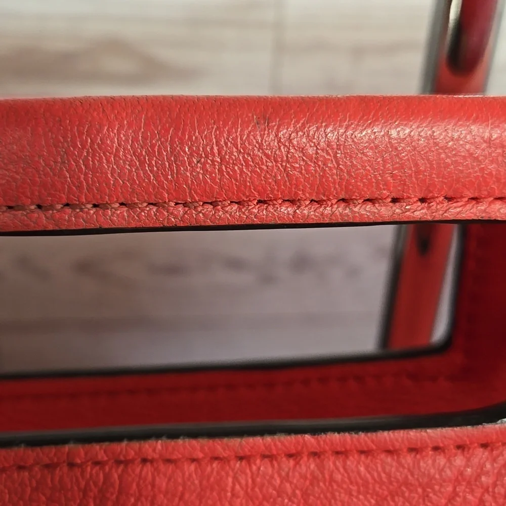 Coach Coral-Red Leather Clutch